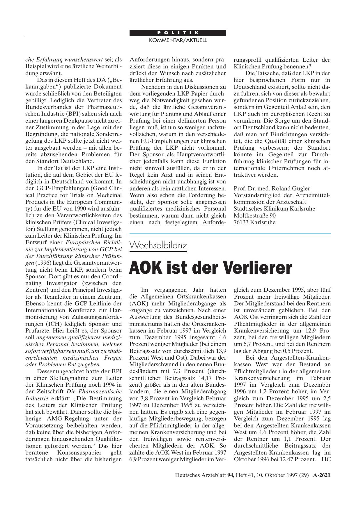 Vorschauseite 1: Wechselbilanz: AOK ist der Verlierer