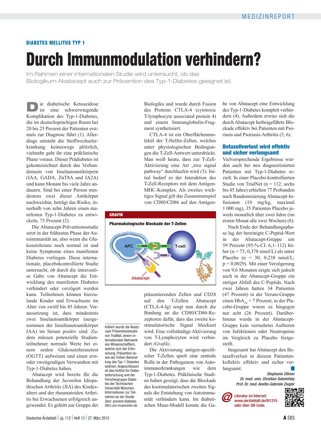 Vorschauseite 1: Diabetes Mellitus Typ 1: Durch Immunmodulation verhindern?