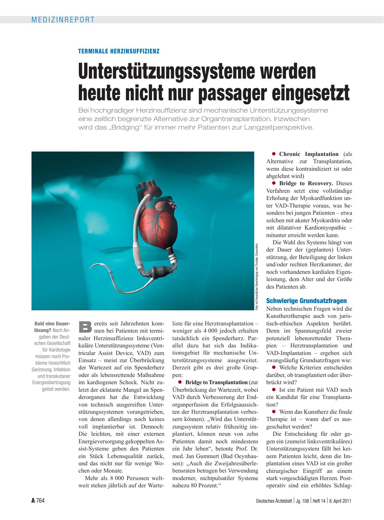 Vorschauseite 1: Terminale Herzinsuffizienz: Unterstützungssysteme werden heute nicht nur passager eingesetzt