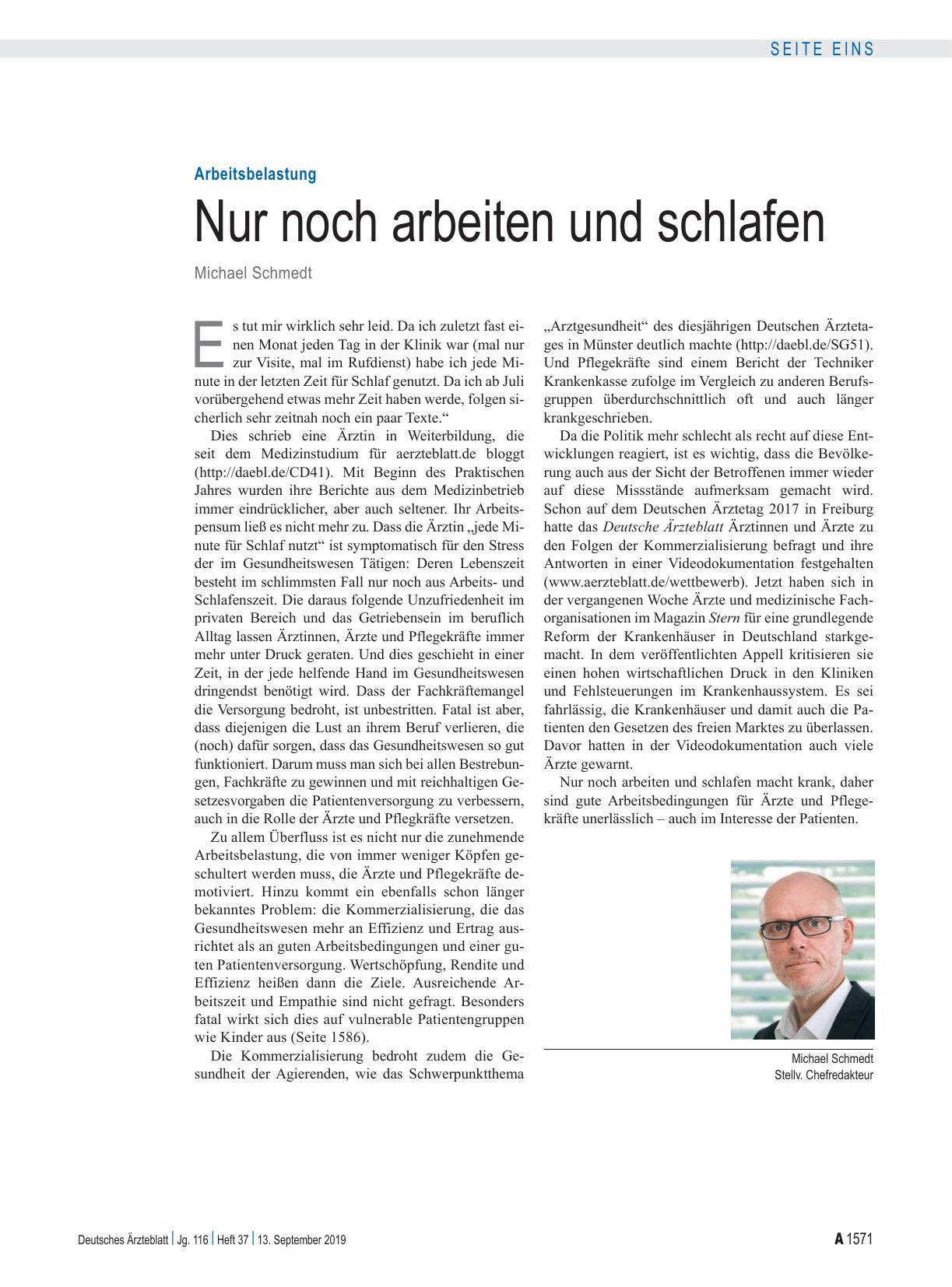 Vorschauseite 1: Arbeitsbelastung: Nur noch arbeiten und schlafen