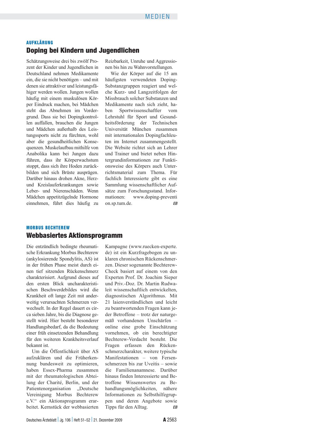 Vorschauseite 1: Aufklärung: Doping bei Kindern und Jugendlichen