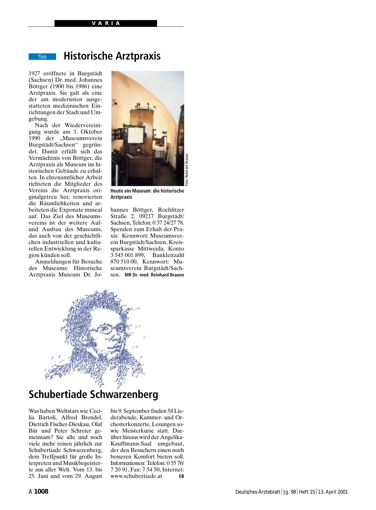 Vorschauseite 1: Schubertiade Schwarzenberg