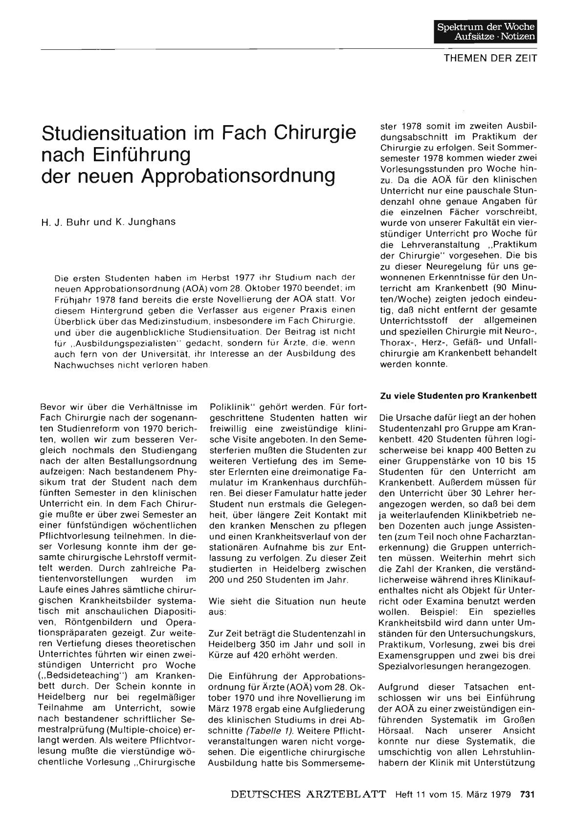 Vorschauseite 1: Studiensituation im Fach Chirurgie nach Einführung der neuen Approbationsordnung