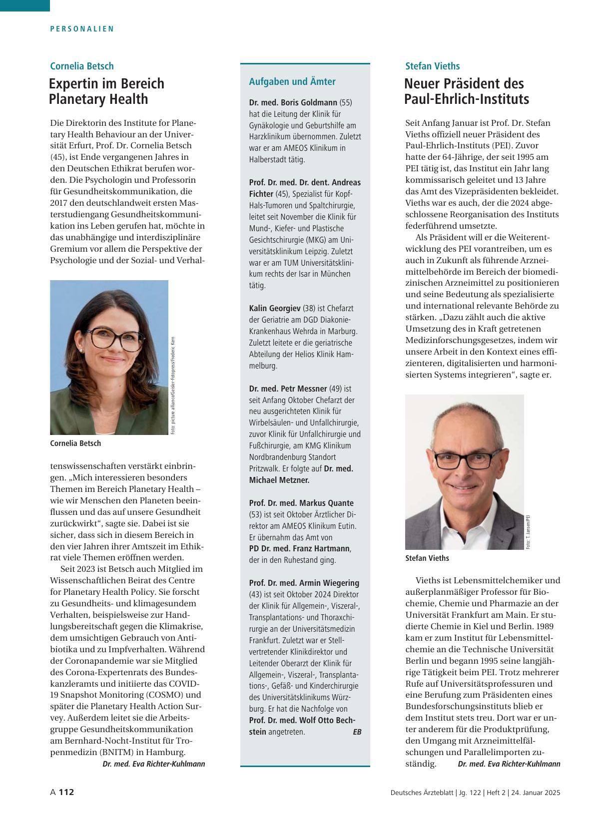 Vorschauseite 1: Stefan Vieths: Neuer Präsident des Paul-Ehrlich-Instituts