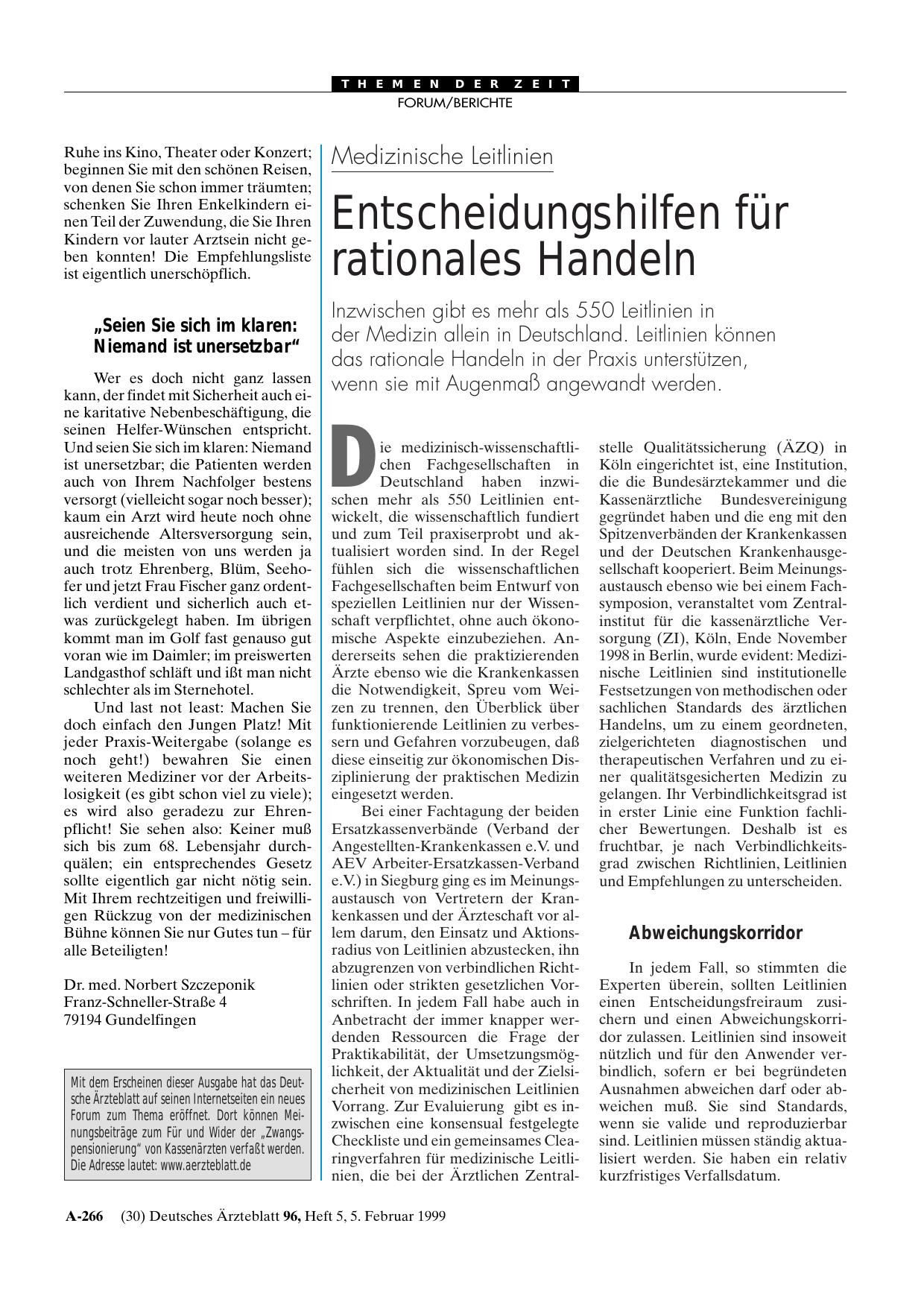 Vorschauseite 1: Medizinische Leitlinien: Entscheidungshilfen für rationales Handeln