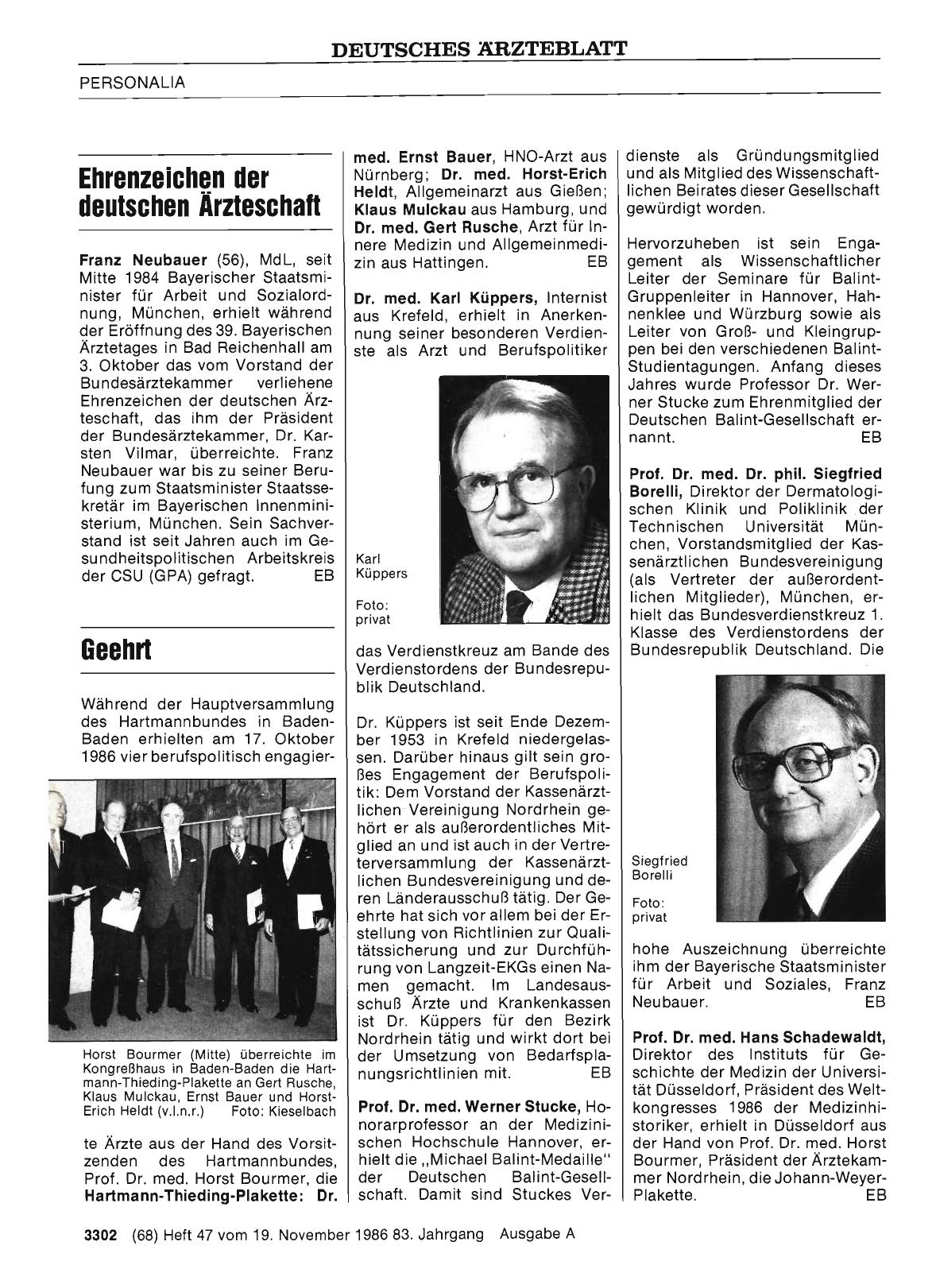 Vorschauseite 1: Ehrenzeichen der deutschen Ärzteschaft