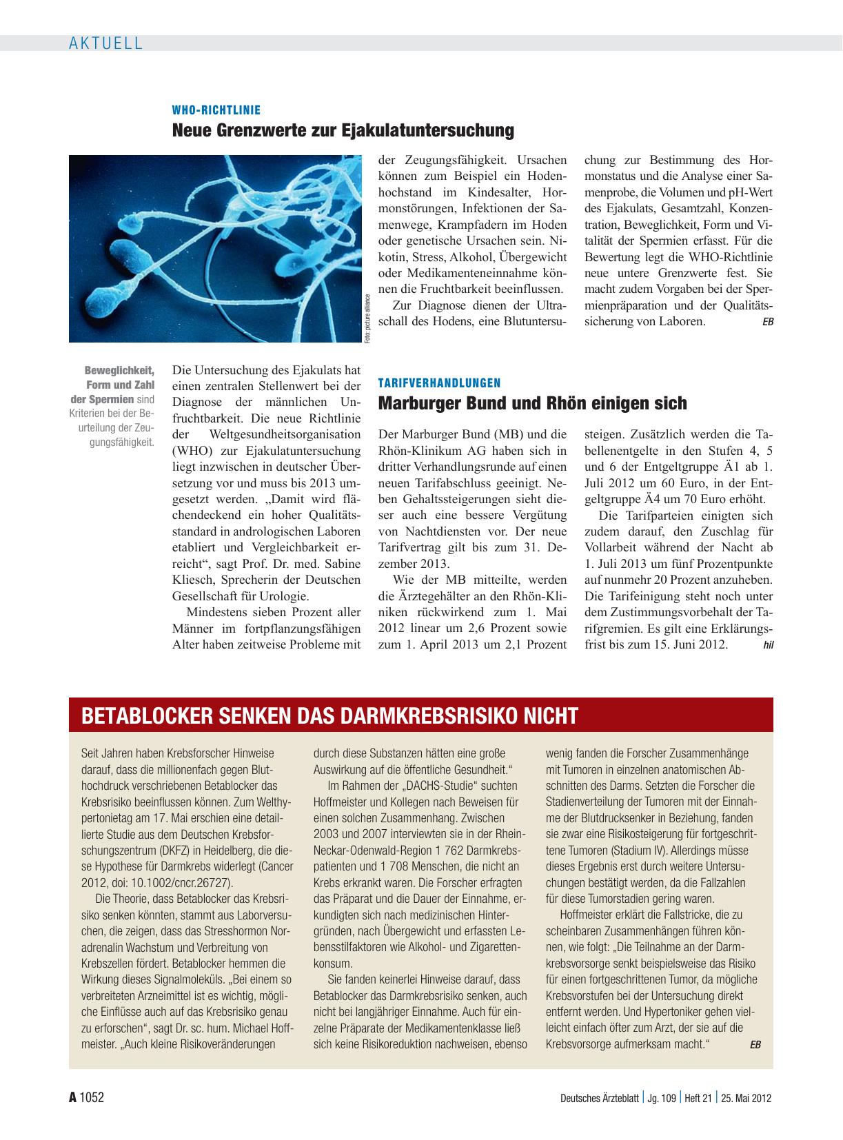 Vorschauseite 1: WHO-Richtlinie: Neue Grenzwerte zur Ejakulatuntersuchung