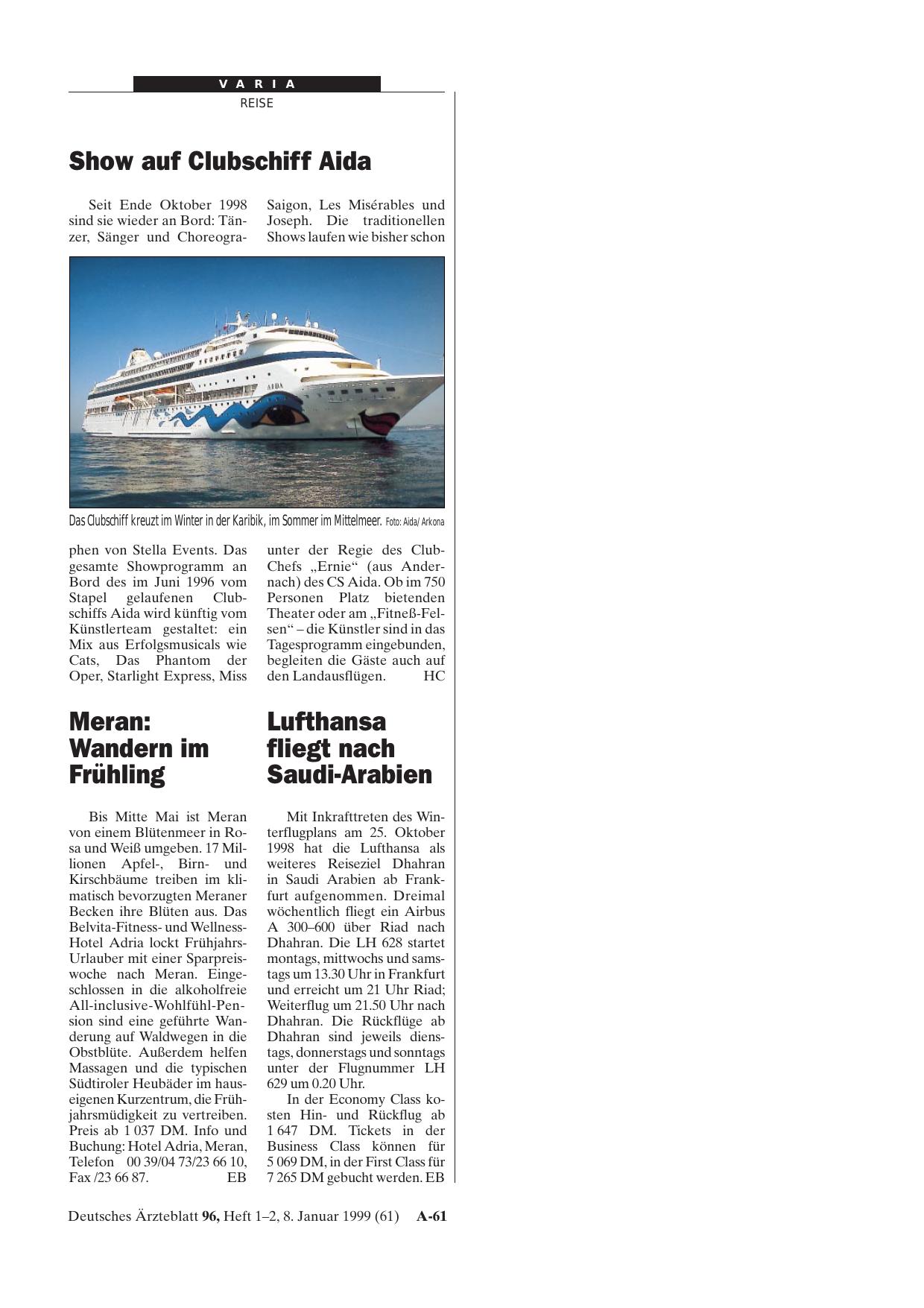 Vorschauseite 1: Show auf Clubschiff Aida