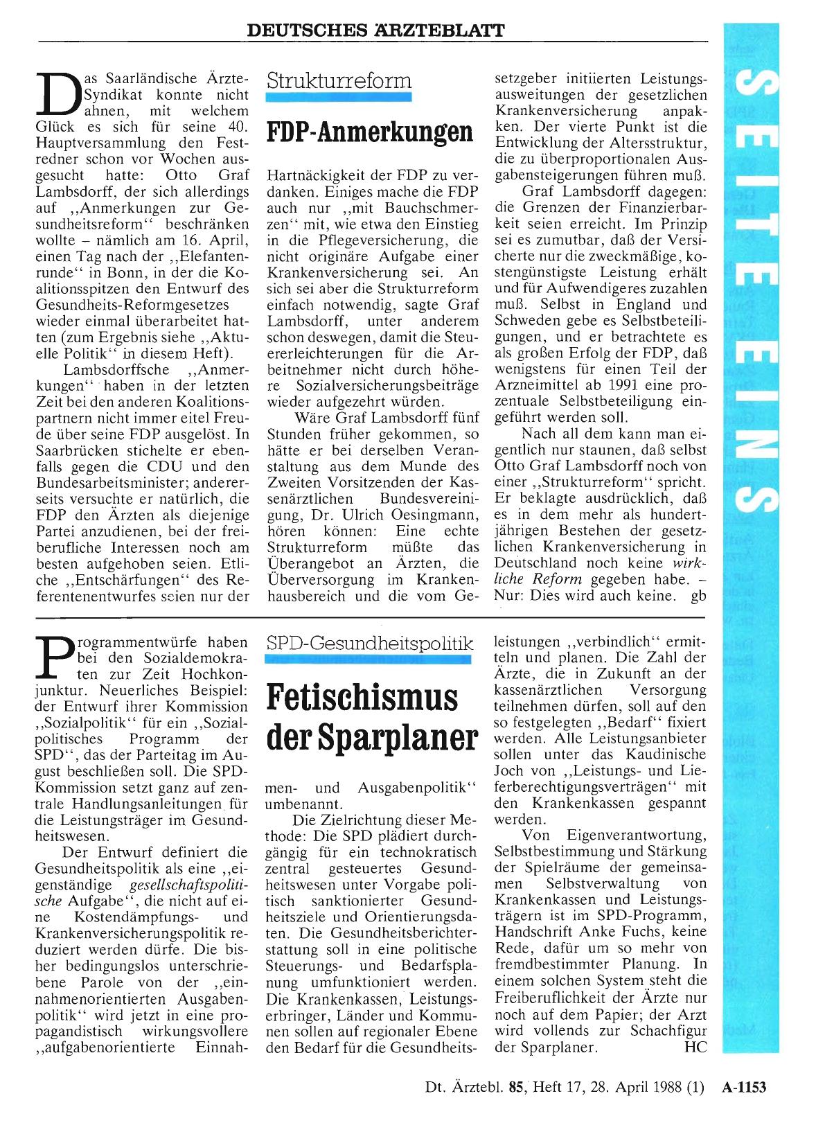 Vorschauseite 1: Strukturreform: FDP-Anmerkungen
