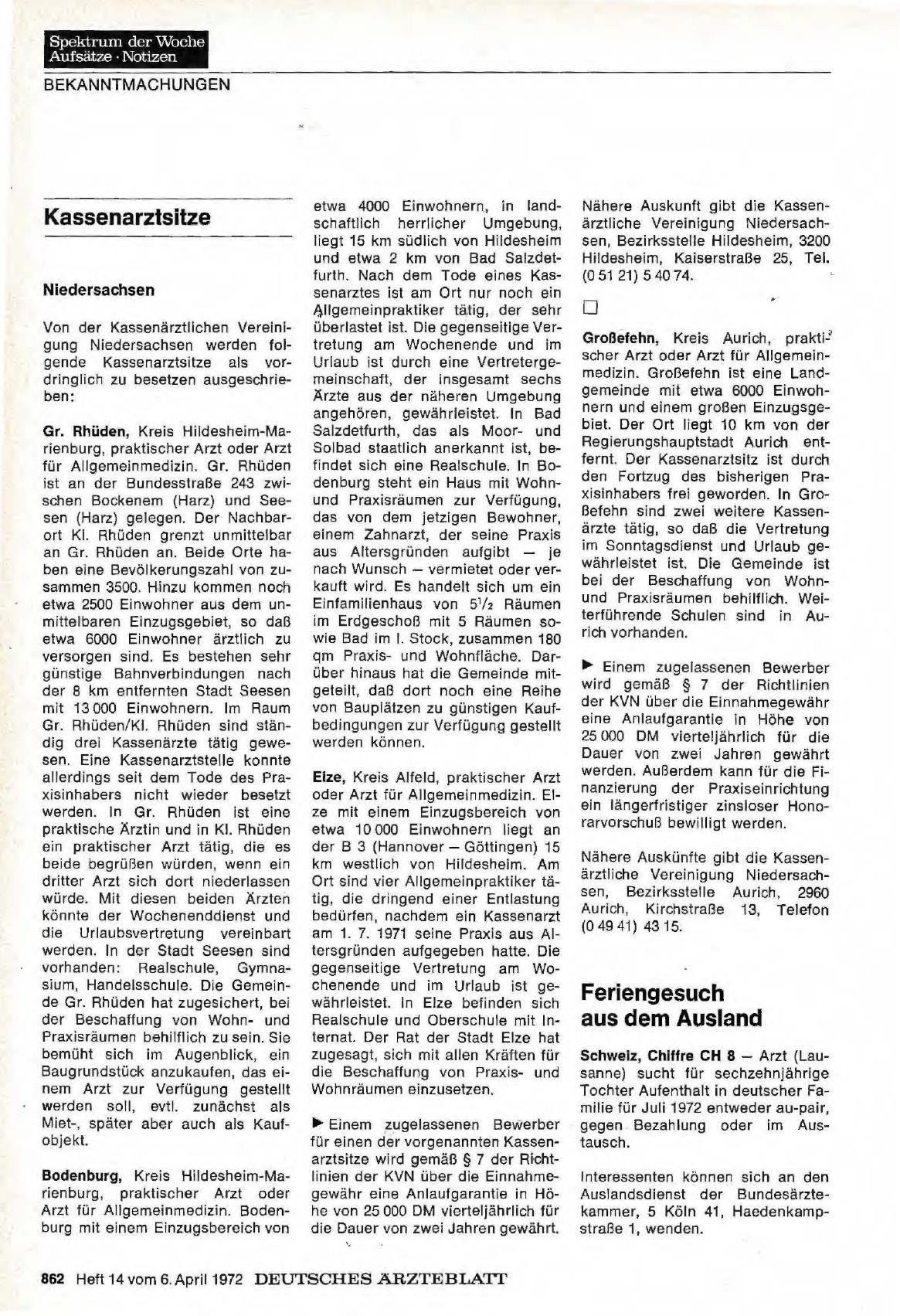 Vorschauseite 1: Kassenarztsitze