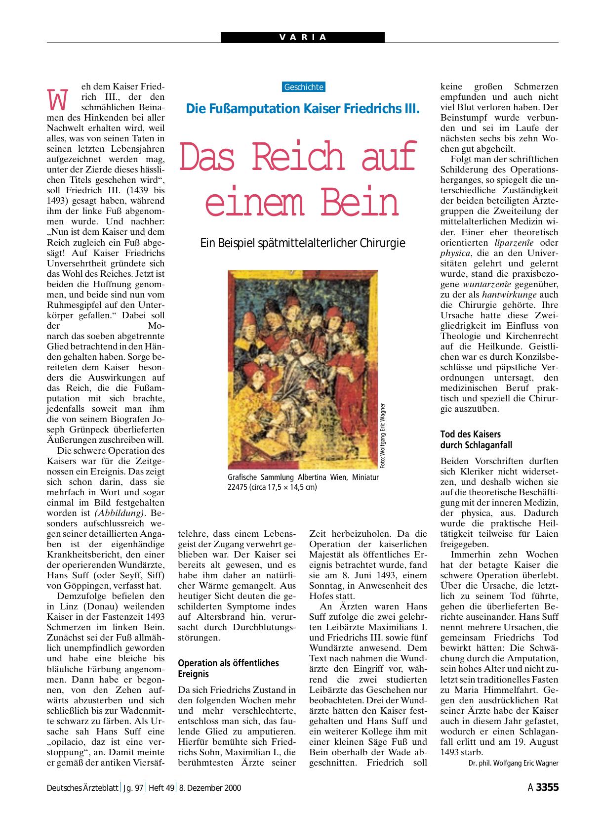 Vorschauseite 1: Die Fußamputation Kaiser Friedrichs III. : Das Reich auf einem Bein