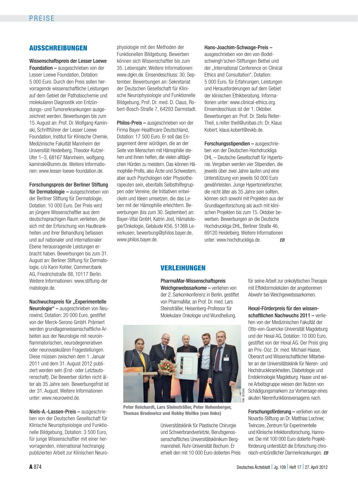 Vorschauseite 1: Verleihungen