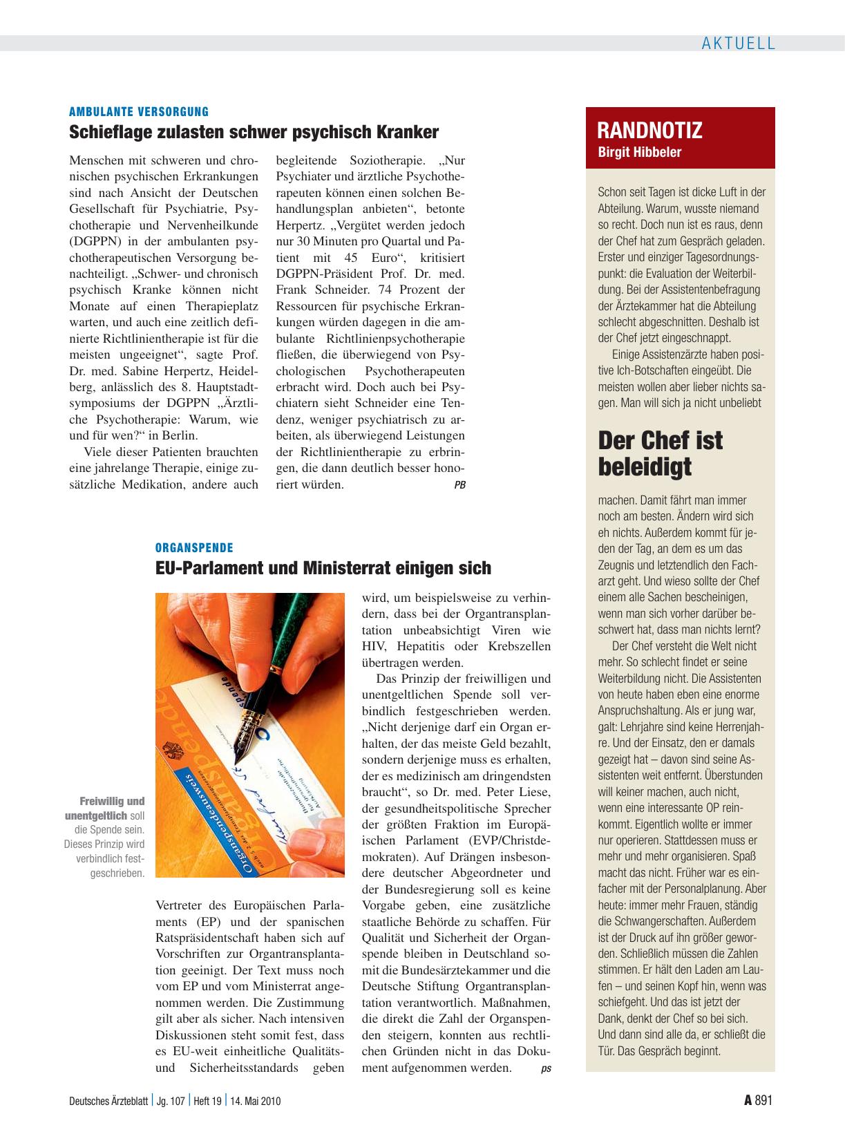 Vorschauseite 1: Organspende: EU-Parlament und Ministerrat einigen sich