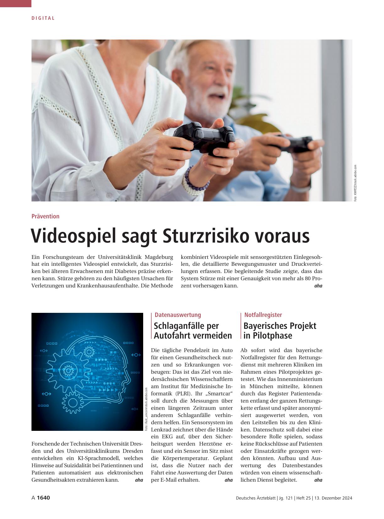 Vorschauseite 1: Notfallregister: Bayerisches Projekt in Pilotphase