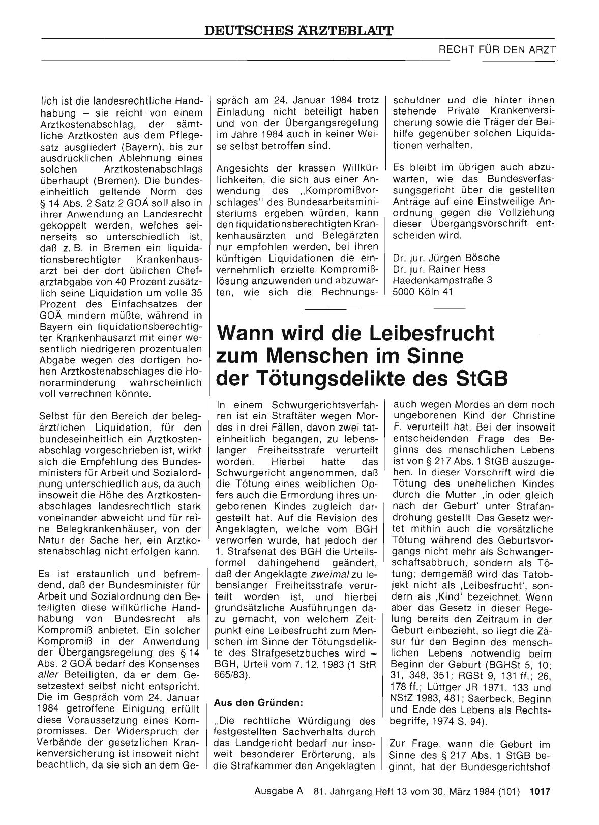 Vorschauseite 1: Wann wird die Leibesfrucht zum Menschen im Sinne der Tötungsdelikte des StGB