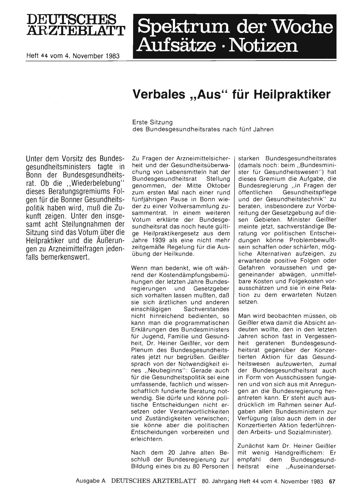 Vorschauseite 1: Verbales „Aus“ für Heilpraktiker: Erste Sitzung des Bundesgesundheitsrates nach fünf Jahren