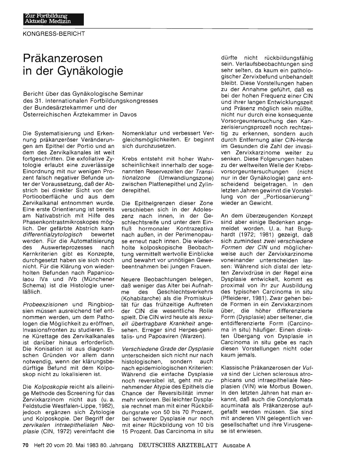 Vorschauseite 1: Präkanzerosen in der Gynäkologie