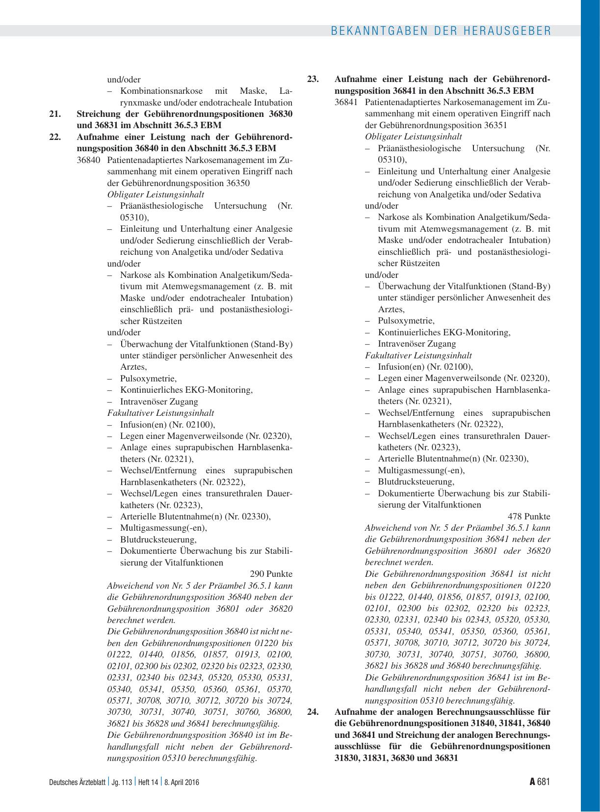 Vorschauseite 4: Beschluss des Bewertungsausschusses nach § 87 Abs. 1 Satz 1 SGB V in seiner 372. Sitzung am 11. März 2016 zur Änderung des Einheitlichen Bewertungsmaßstabes (EBM)