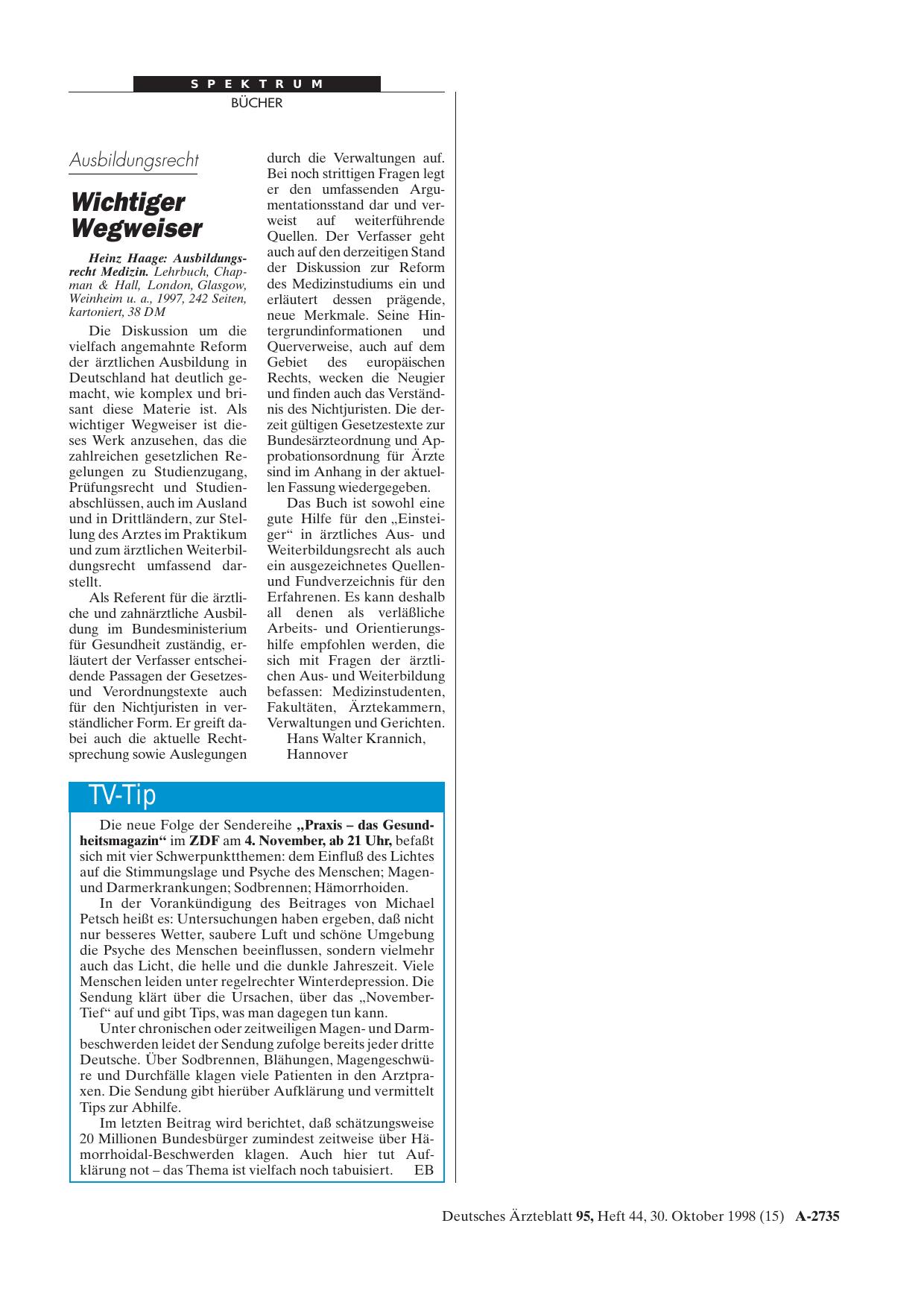Vorschauseite 1: TV-Tip