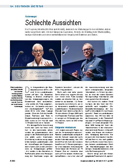 Vorschauseite 1: Ärztemangel: Schlechte Aussichten