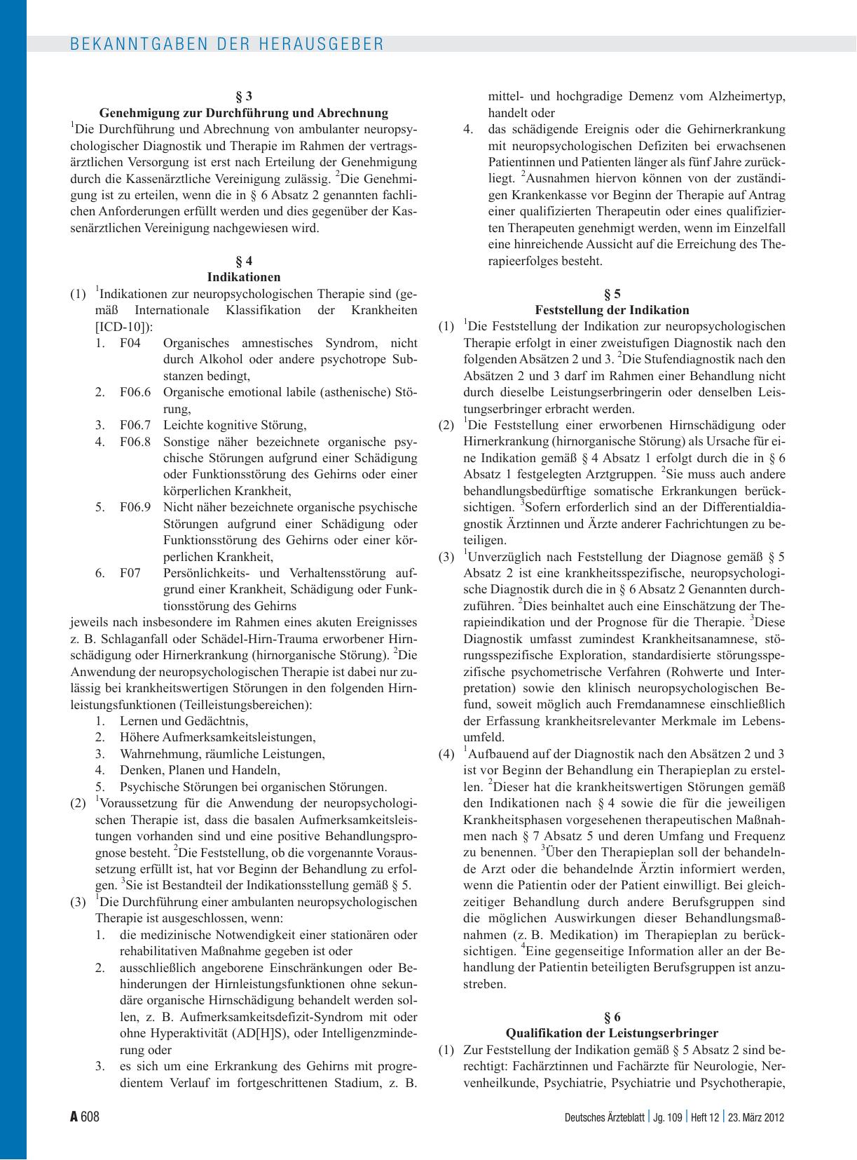 Vorschauseite 2: Beschluss des Gemeinsamen Bundesausschusses über eine Änderung der Richtlinie Methoden vertragsärztliche Versorgung: Neuropsychologische Therapie