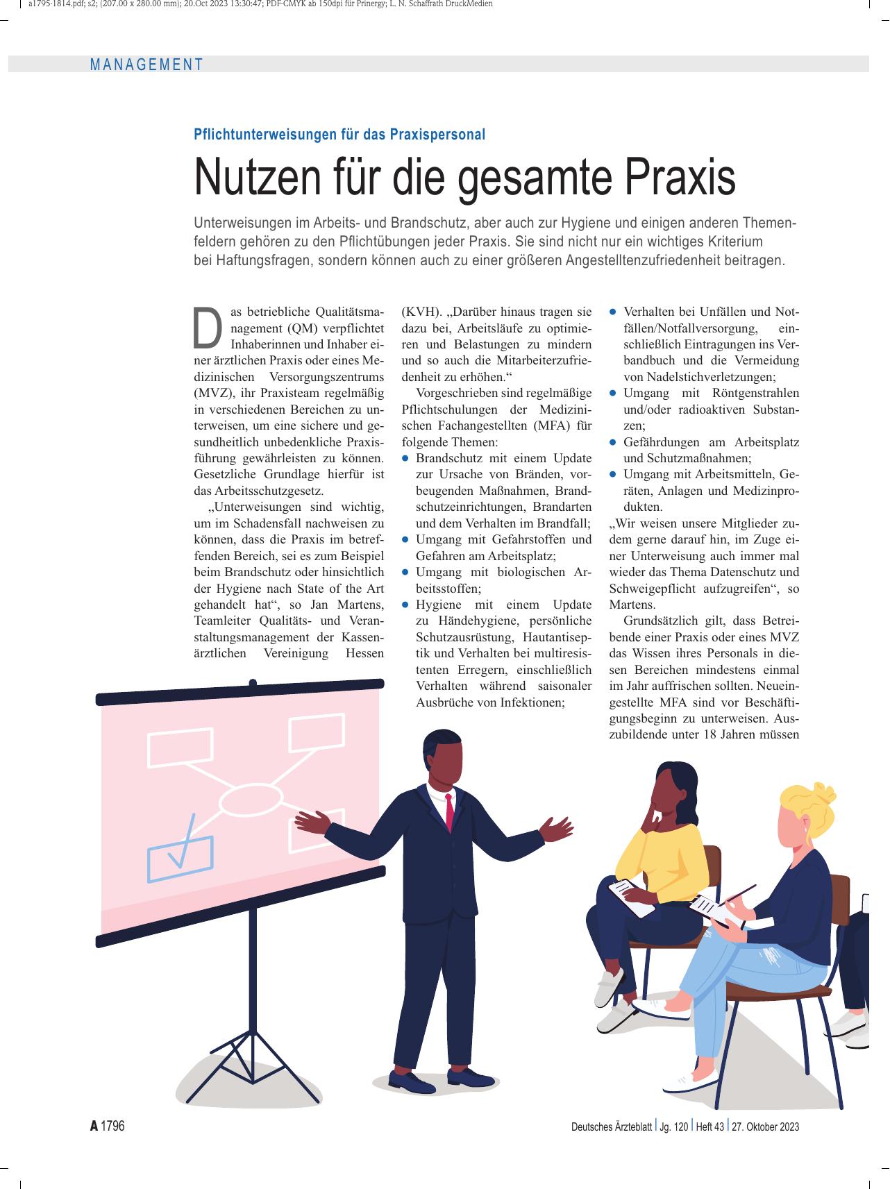 Vorschauseite 1: Pflichtunterweisungen für das Praxispersonal: Nutzen für die gesamte Praxis