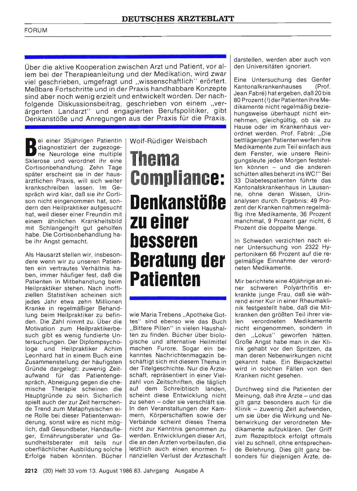 Vorschauseite 1: Thema Compliance: Denkanstöße zu einer besseren Beratung der Patienten