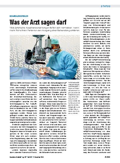 Vorschauseite 1: Behandlungsfehler: Was der Arzt sagen darf
