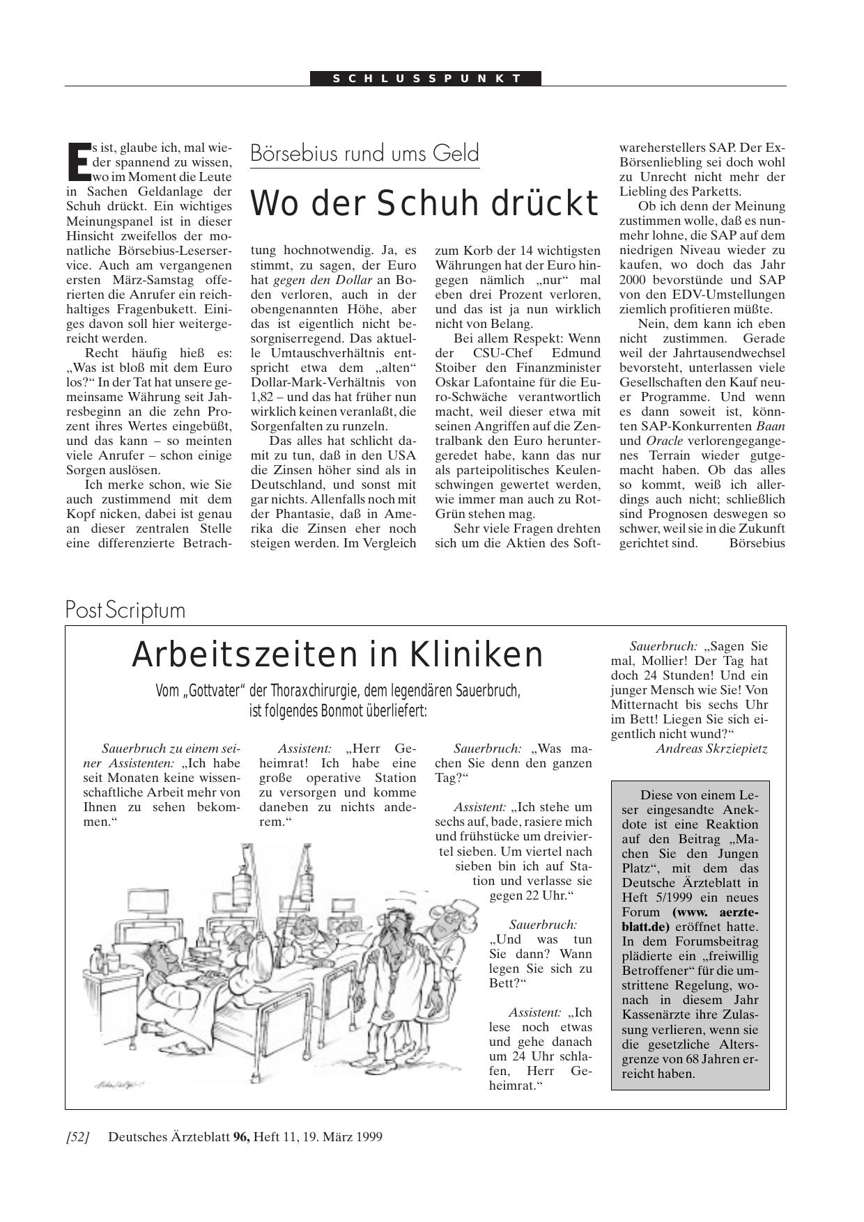 Vorschauseite 1: Börsebius rund ums Geld: Wo der Schuh drückt