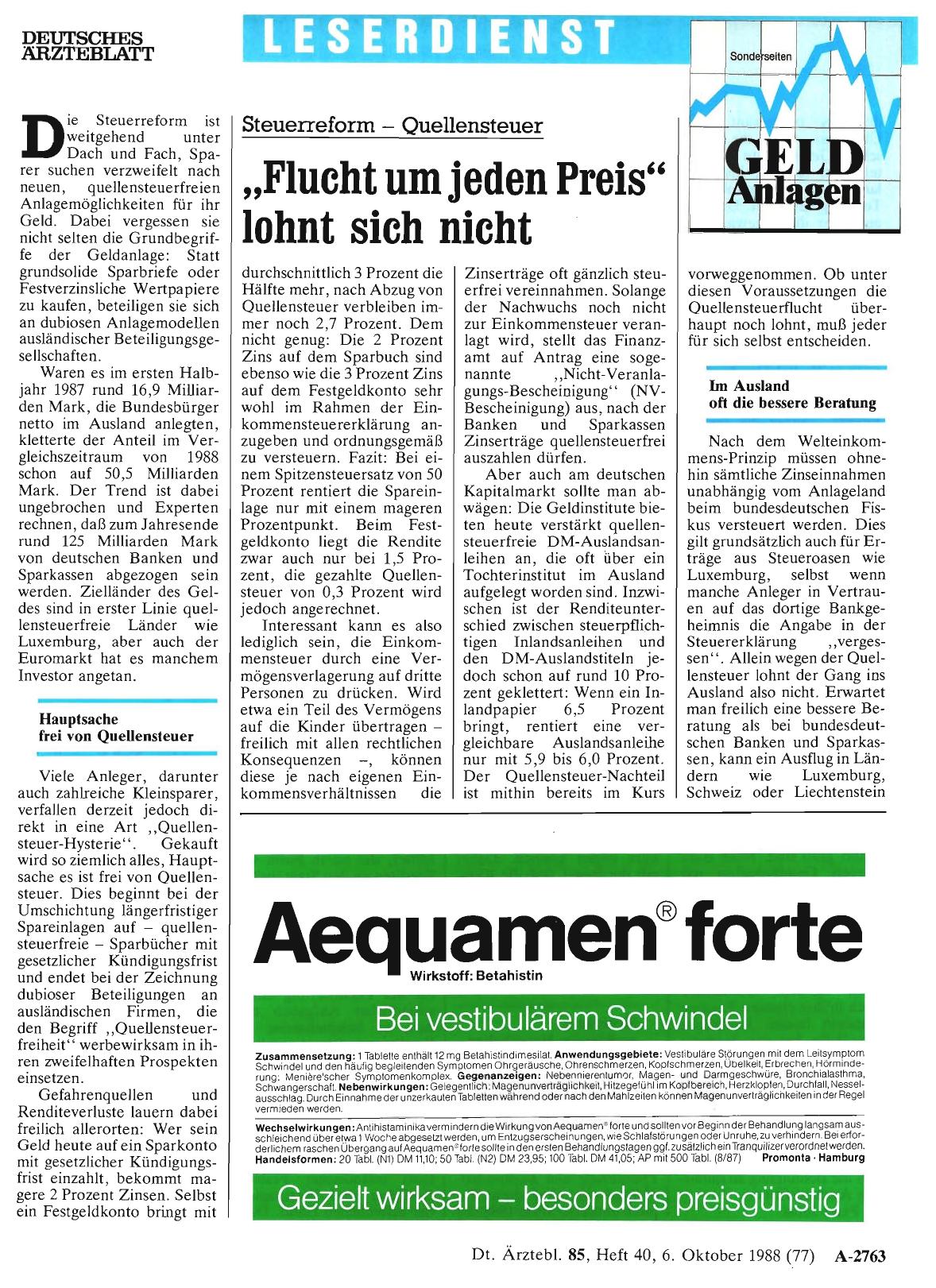 Vorschauseite 1: Steuerreform - Quellensteuer: „Flucht um jeden Preis“ lohnt sich nicht