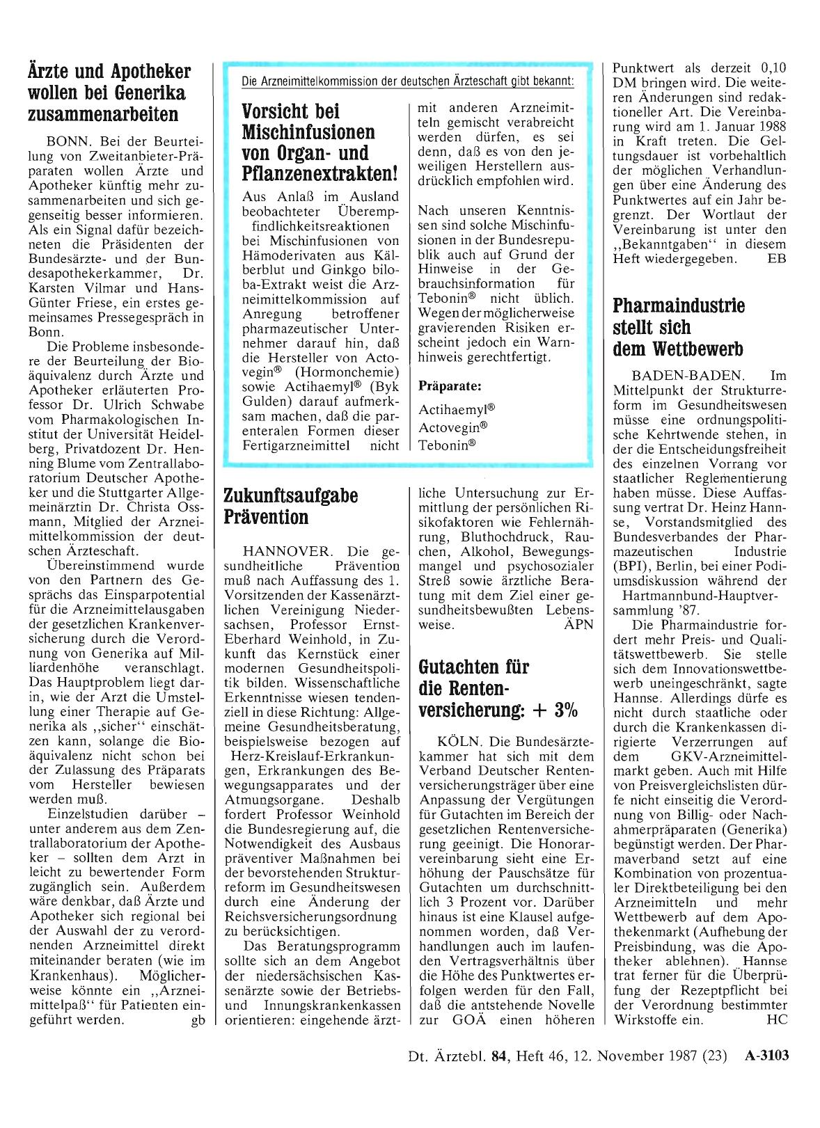 Vorschauseite 1: Ärzte und Apotheker wollen bei Generika zusammenarbeiten