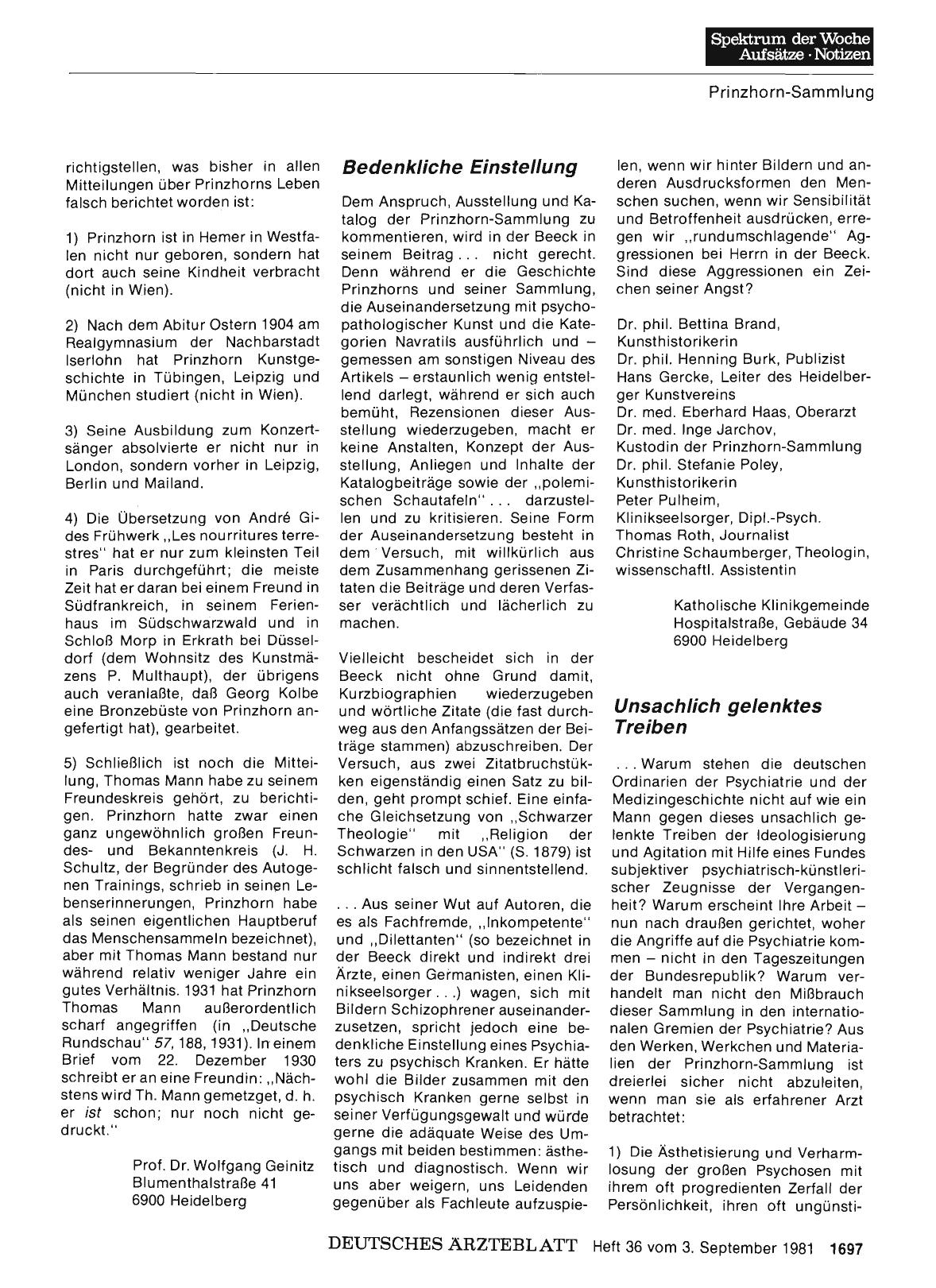 Vorschauseite 1: Wahn — Sinn und Kunst: Bedenkliche Einstellung