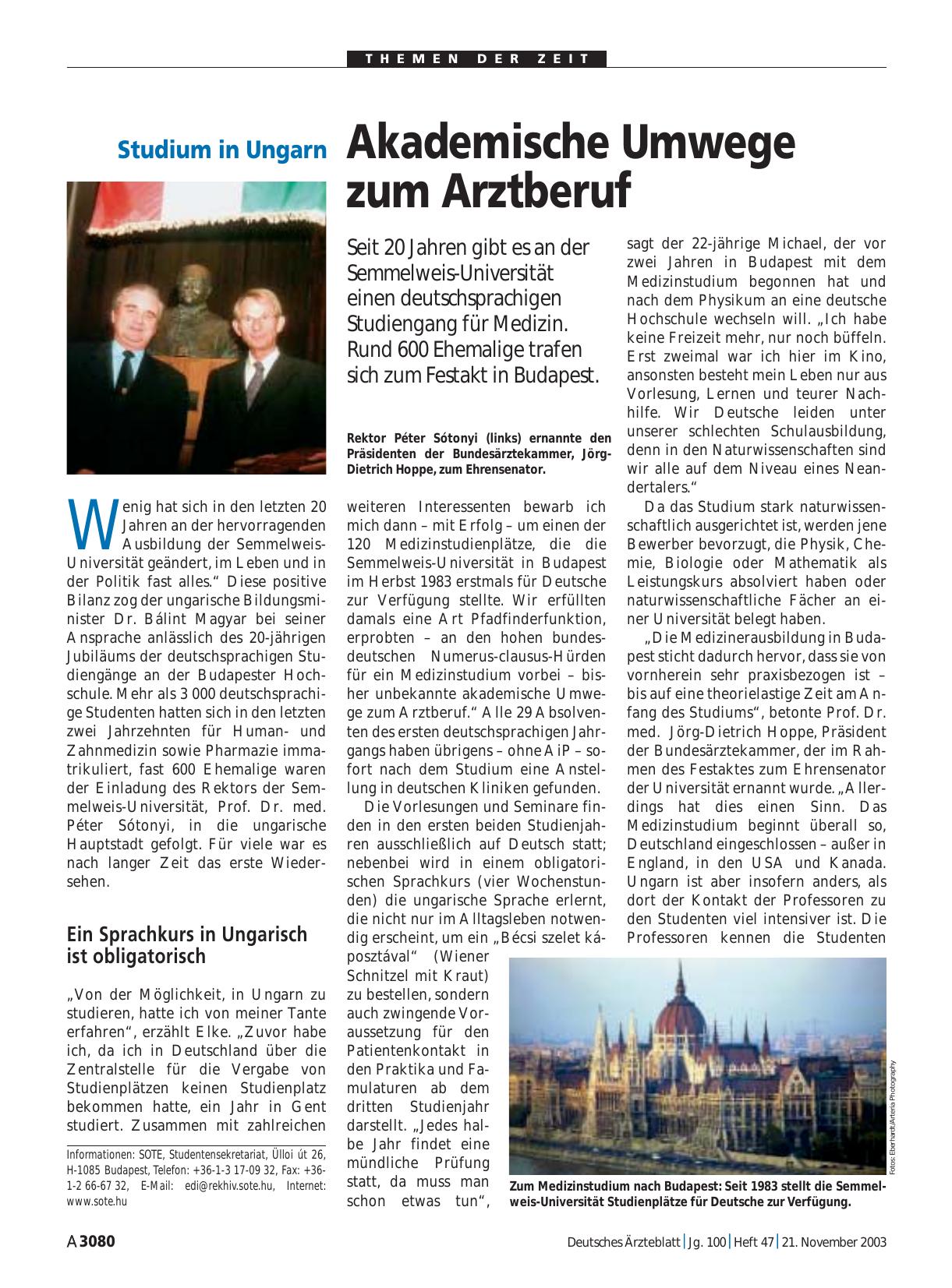 Vorschauseite 1: Studium in Ungarn: Akademische Umwege zum Arztberuf