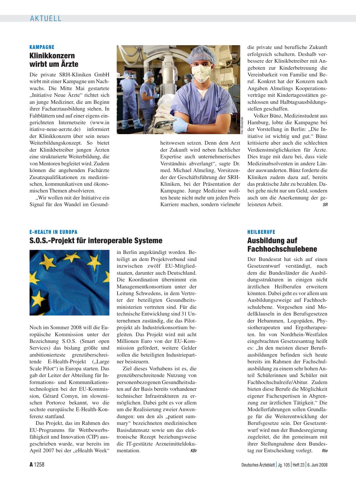 Vorschauseite 1: E-Health in Europa: S. O. S. -Projekt für interoperable Systeme