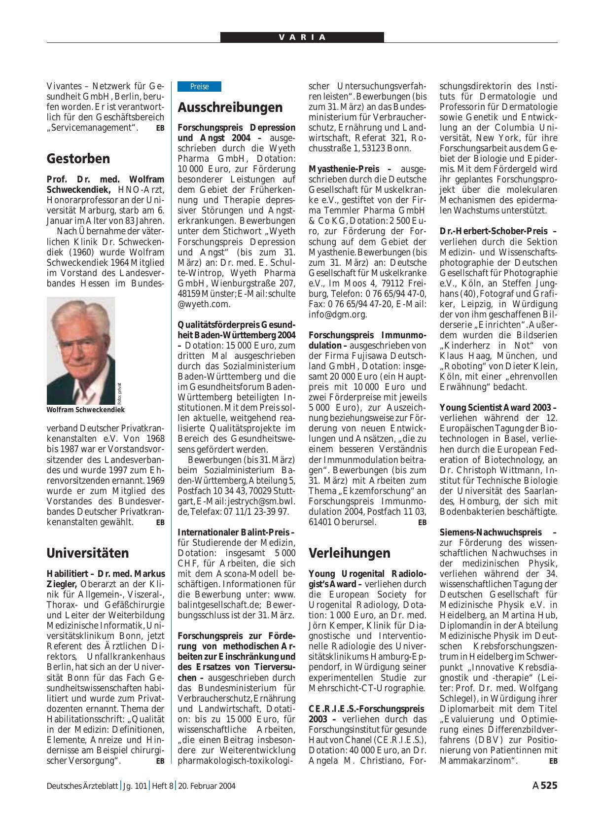 Vorschauseite 1: Ausschreibungen