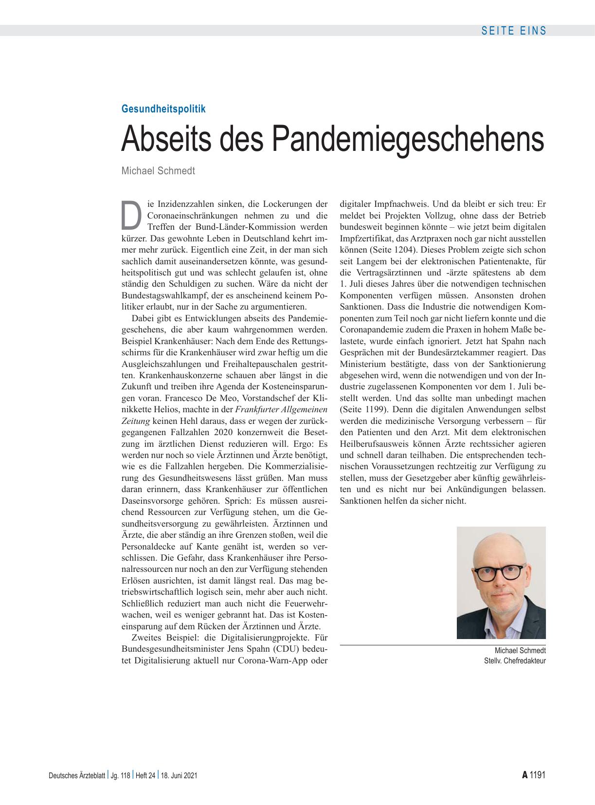 Vorschauseite 1: Gesundheitspolitik: Abseits des Pandemiegeschehens