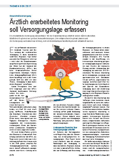 Vorschauseite 1: Gesundheitsversorgung: Ärztlich erarbeitetes Monitoring soll Versorgungslage erfassen