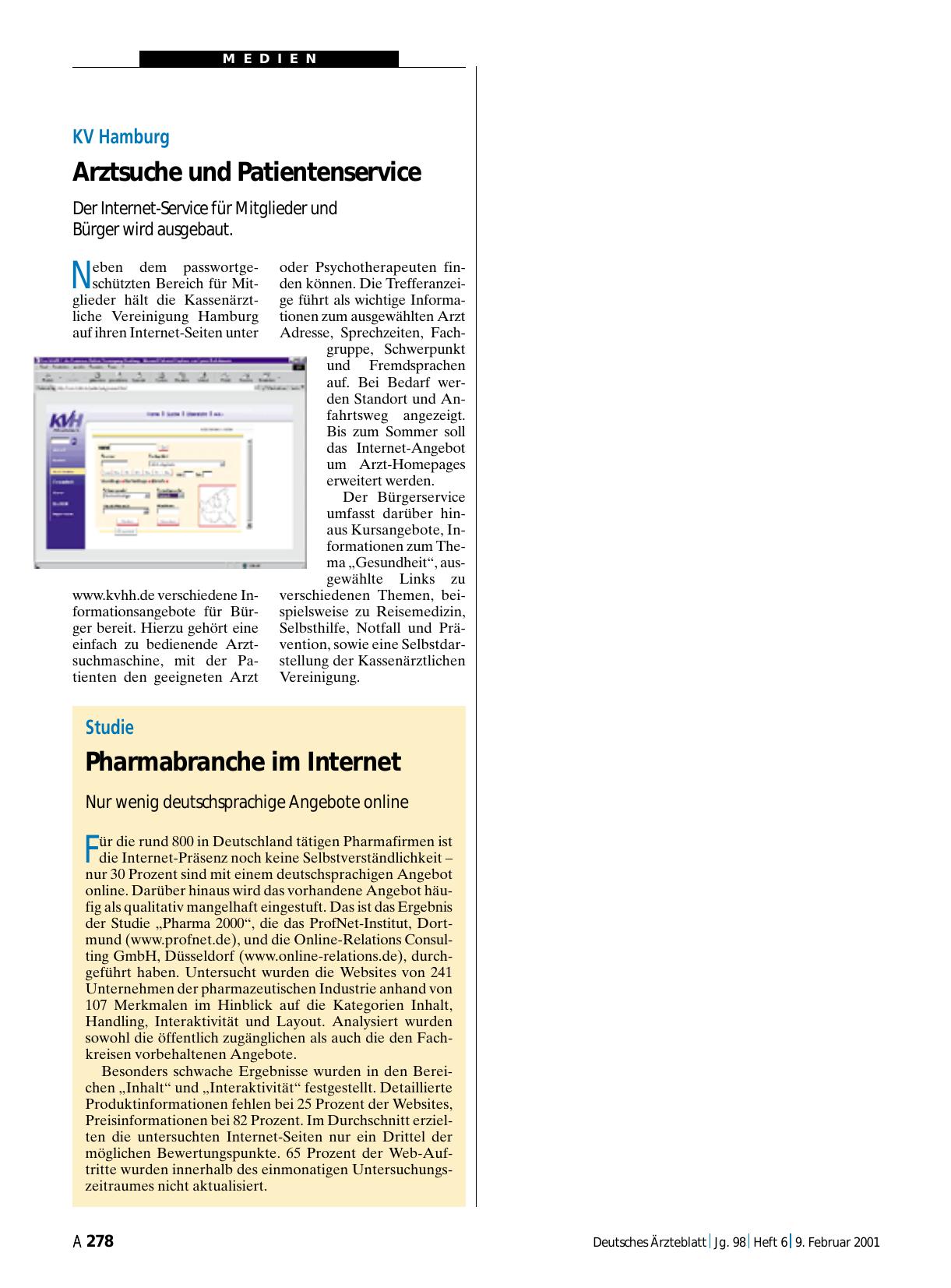 Vorschauseite 1: Studie: Pharmabranche im Internet