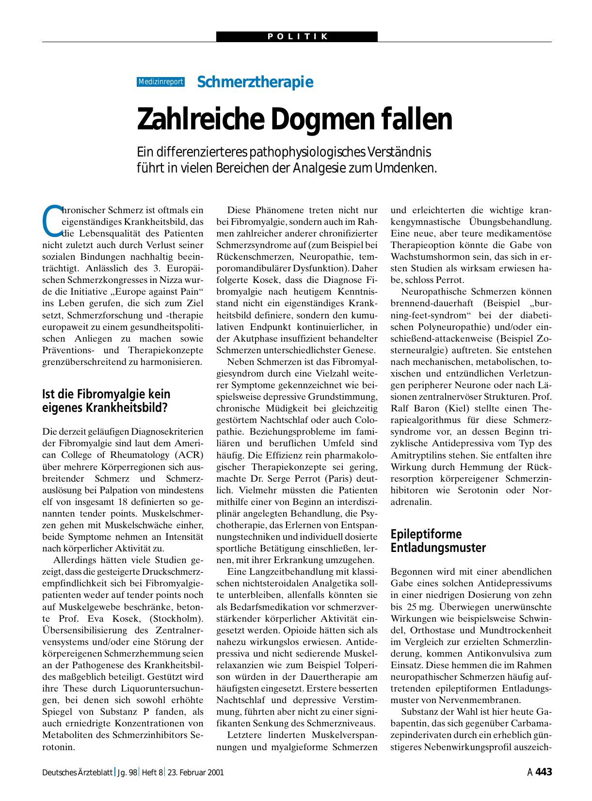 Vorschauseite 1: Schmerztherapie: Zahlreiche Dogmen fallen