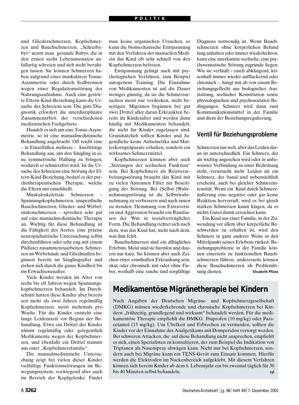 Vorschauseite 1: Medikamentöse Migränetherapie bei Kindern