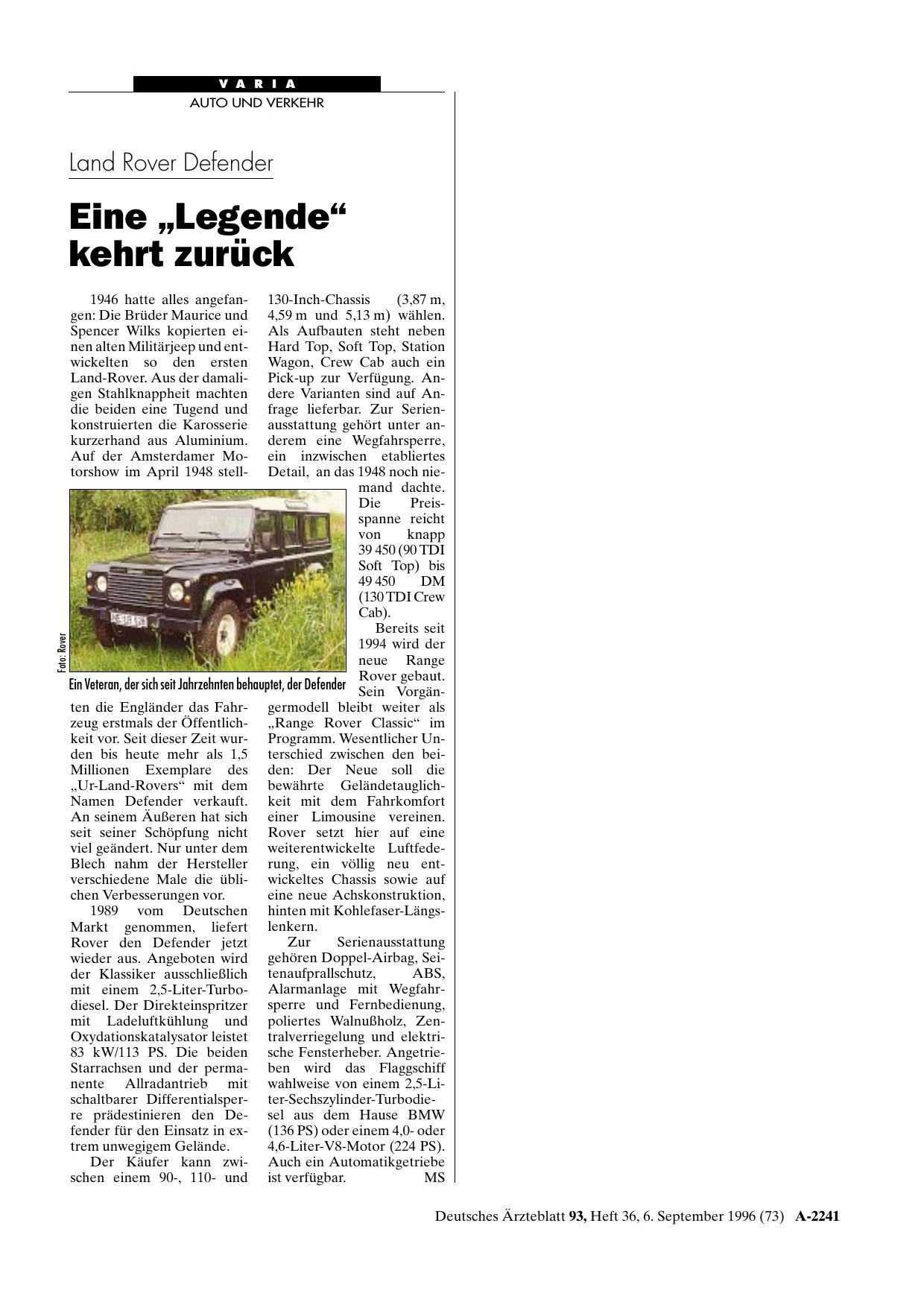 Vorschauseite 1: Land Rover Defender: Eine „Legende“ kehrt zurück
