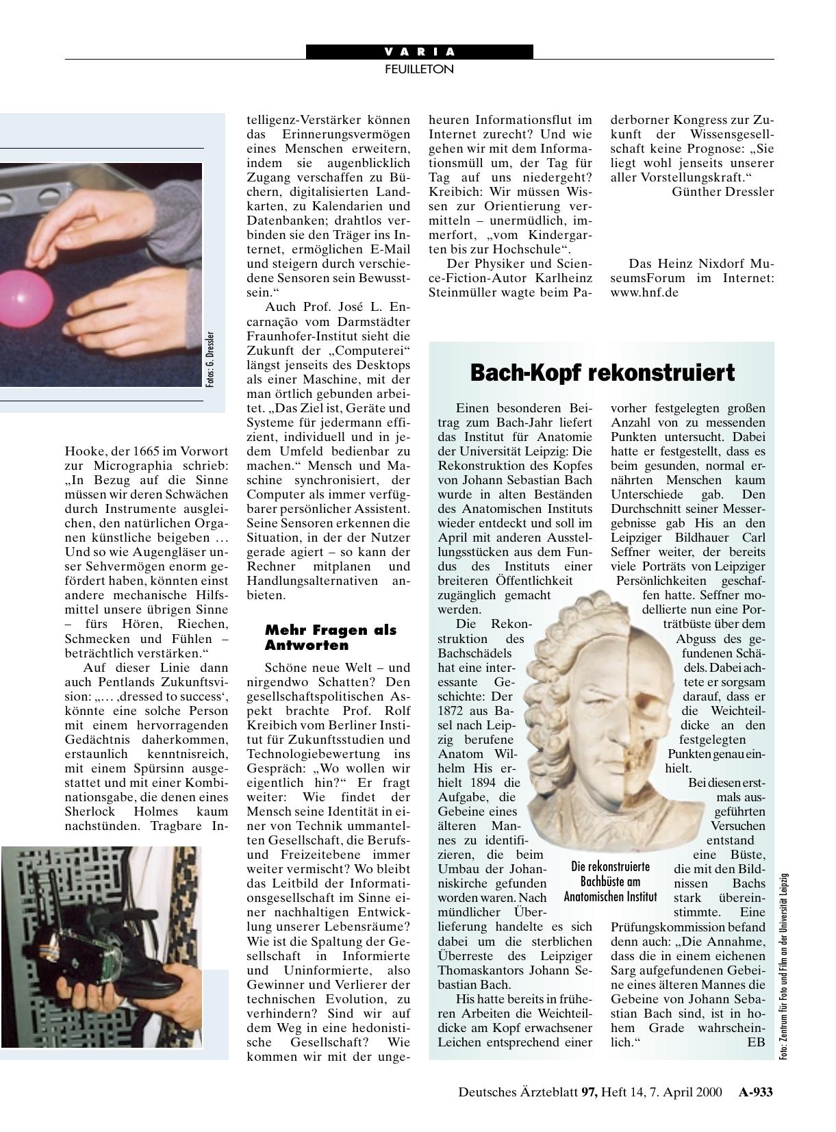 Vorschauseite 1: Bach-Kopf rekonstruiert