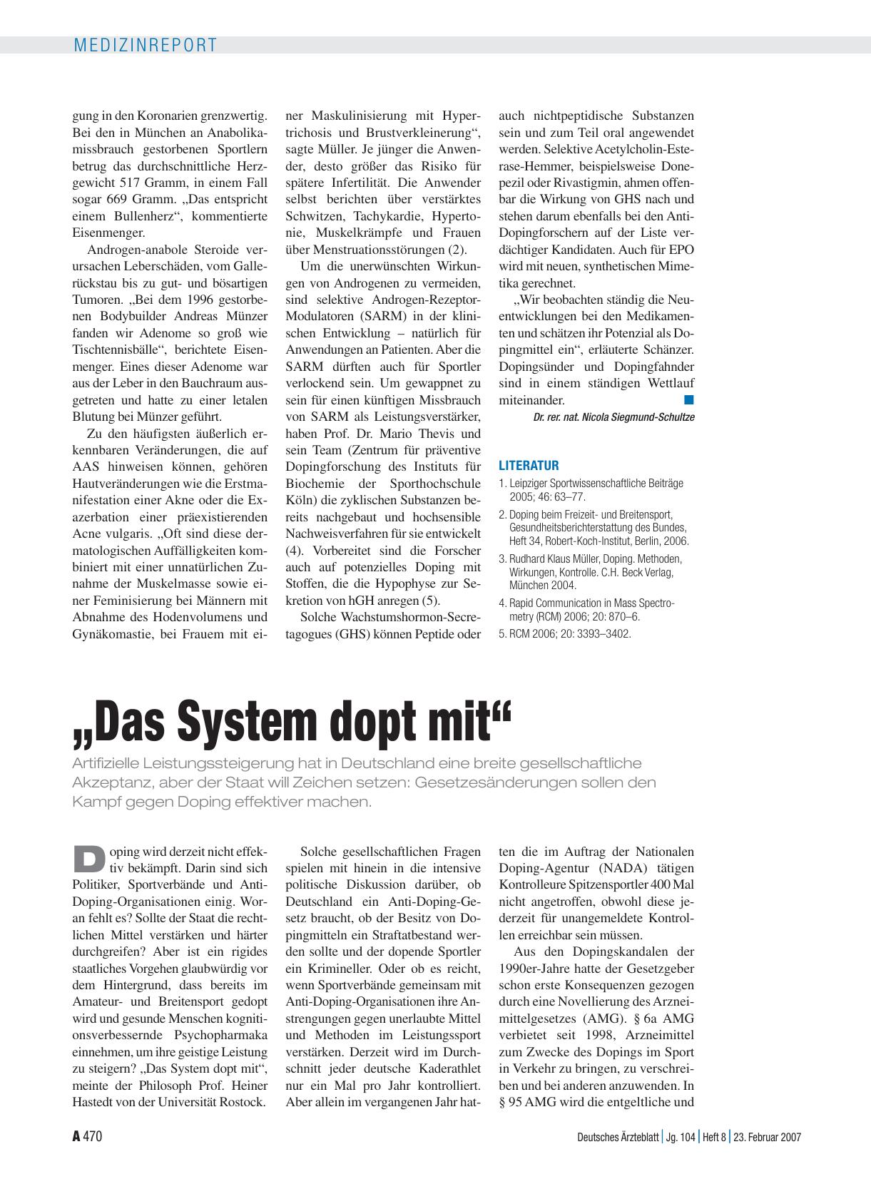 Vorschauseite 1: „Das System dopt mit“