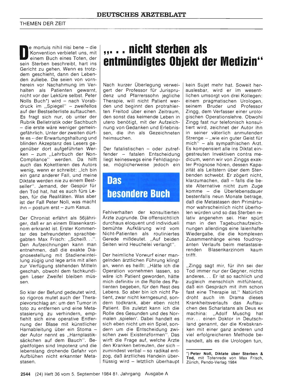 Vorschauseite 1: „. .. nicht sterben als entmündigtes Objekt der Medizin„