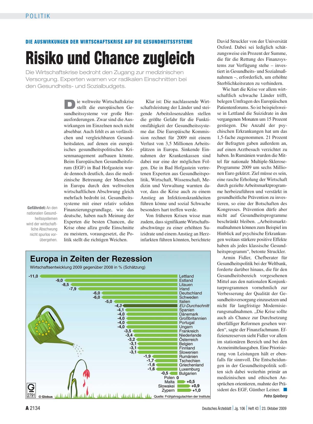 Vorschauseite 1: Die Auswirkungen der Wirtschaftskrise auf die Gesundheitssysteme: Risiko und Chance zugleich