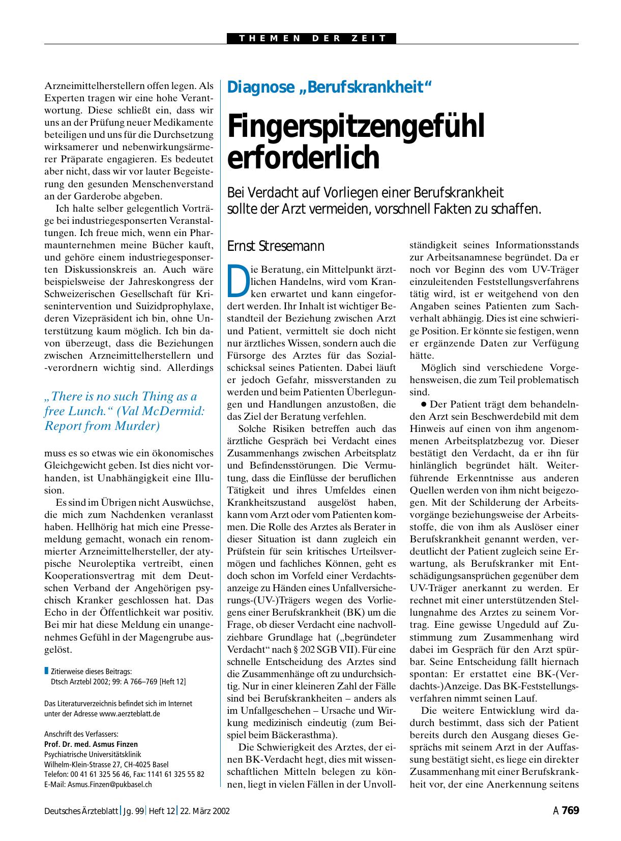 Vorschauseite 1: Diagnose „Berufskrankheit“: Fingerspitzengefühl erforderlich