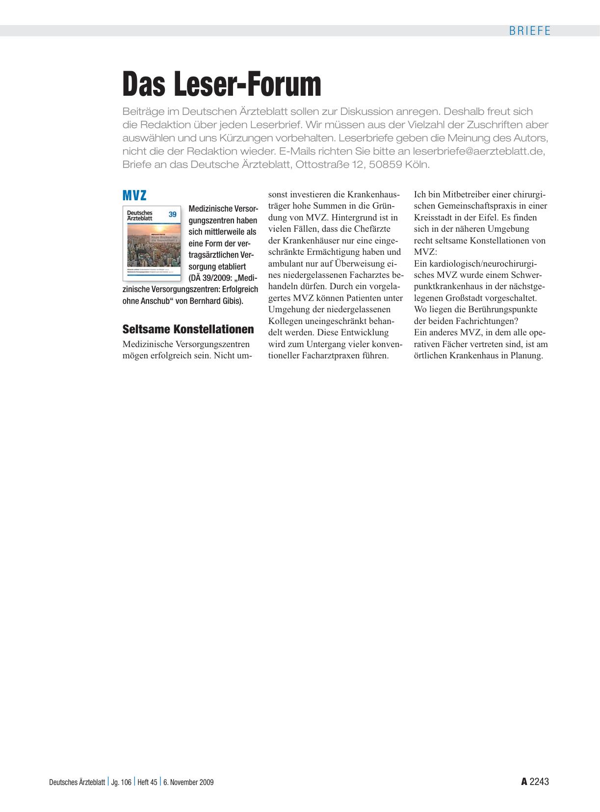 Vorschauseite 1: MVZ: Seltsame Konstellationen