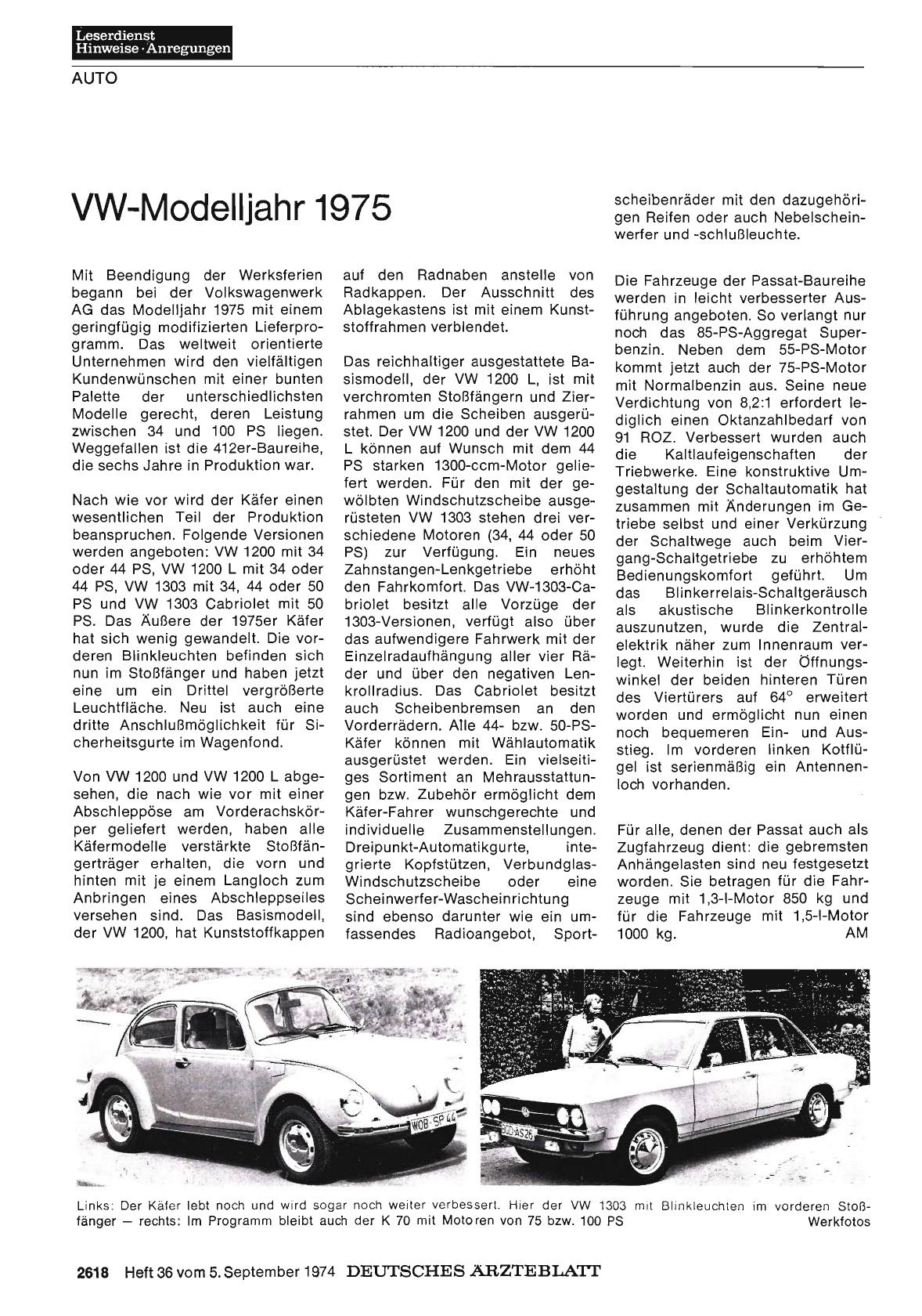 Vorschauseite 1: VW-Modelljahr 1975