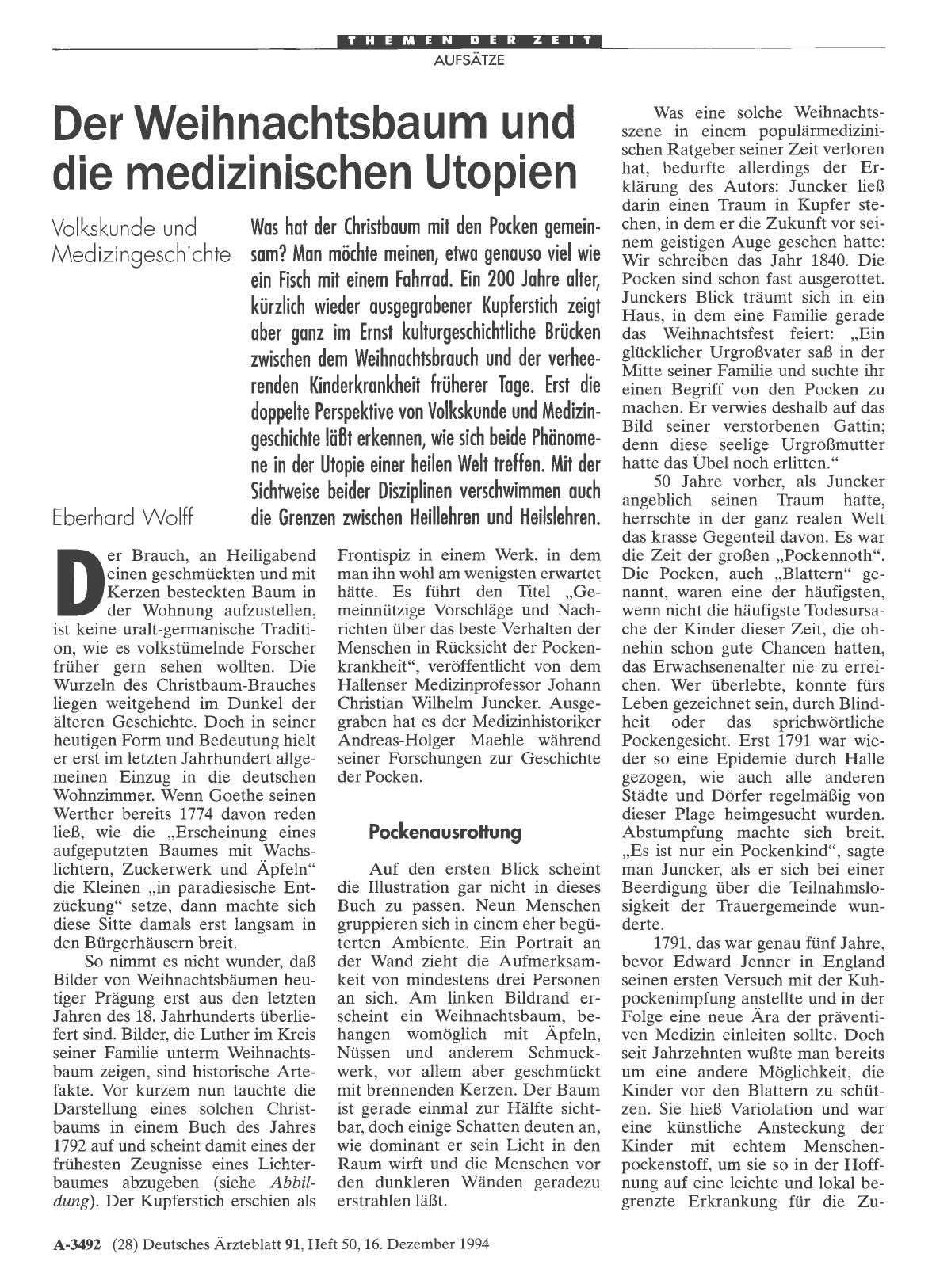 Vorschauseite 1: Volkskunde und Medizingeschichte: Weihnachtsbaum und die medizinischen Utopien