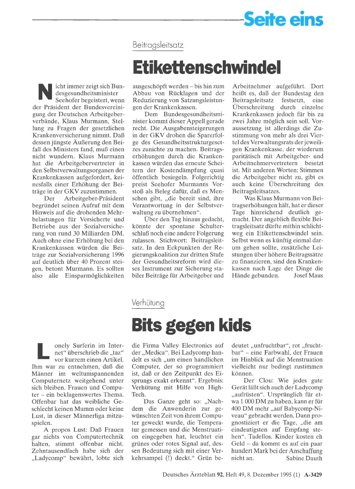 Vorschauseite 1: Beitragsleitsatz: Etikettenschwindel
